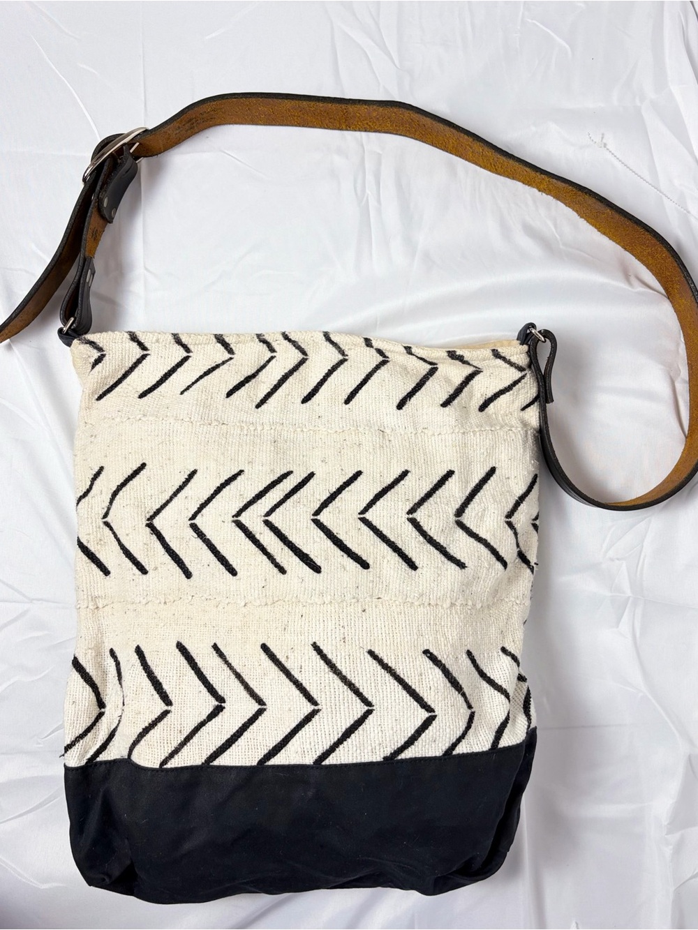 Jenna Bee Handmade African Mud Cloth Bag | Vintage Belt Strap | Boho - Picture 2 of 5